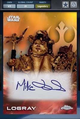 *Digital* Star Wars Card Trader Chrome Logray Legendary Auto 50cc