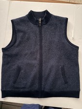 Pendleton Wool Vest Fleece Lined Full Zip Navy Stripe Mens L