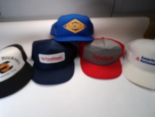 Lot of 5 Trucker Hat Snap Adjustment Blue Red White Black Used