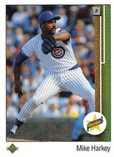 Mike Harkey 1989 Upper Deck 14 Chicago Cubs Rookie Baseball Card. rookie card picture