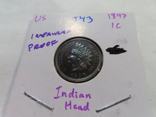 J43 USA 1897 Indian Head Small Cent Impaired Proof