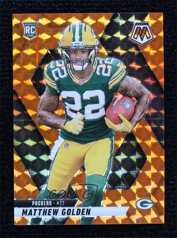 2025 Panini Mosaic Rookies Orange Prizm 44/199 Matthew Golden #323 Rookie RC 3s8