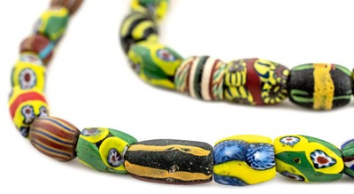 Oval Antique Venetian African Millefiori Trade Beads #15860 10mm Ivory Coast
