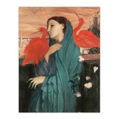 Young Woman with Ibis Birds Edgar Degas Vintage Wall Art Print Poster