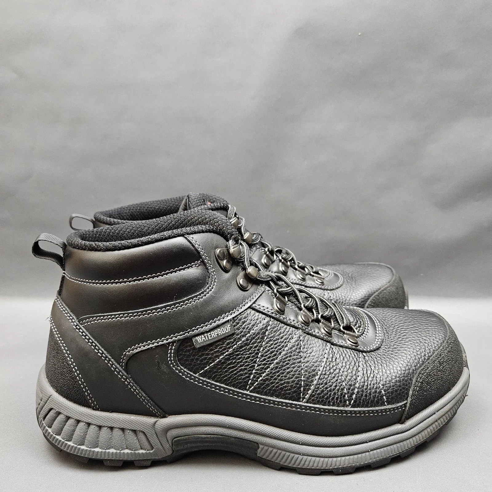 Orthofeet Hunter Waterproof Boots Mens 9.5 Black Leather Orthopedic Lug Sole