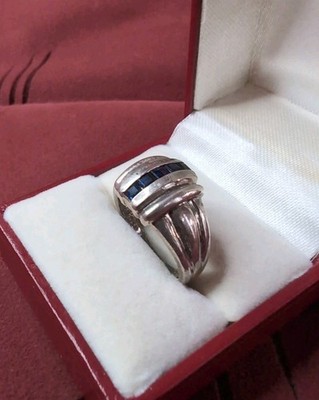 Vintage JBNI Bijoux D'amour Sterling Silver 925 Blue Sapphire Ring Size 8