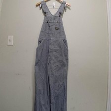 Vintage OshKosh Bgosh Hickory Stripe Overalls USA Made Vestbak 32x34 Mens Blue