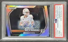2025 Panini Prizm Black Arch Manning NIL Auto Silver Prizm Beautiful Card PSA 9