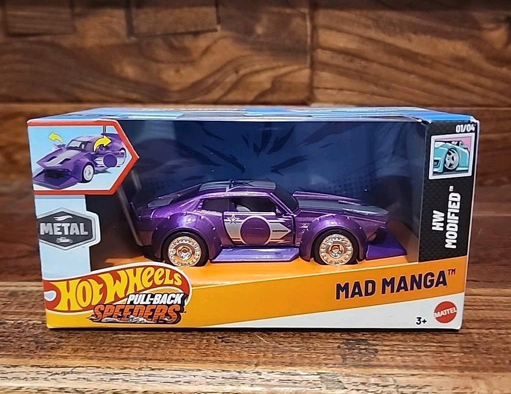 Hot Wheels Muscle Mania Pull-Back Speeders HW MODIFIED MAD MANGA 01/04 - NEW 