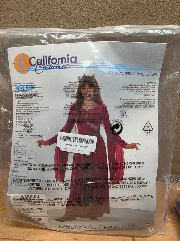 Disfraz de princesa medieval - Talla 12-14 - Disfraces de California - Usado Foto 2 de 3