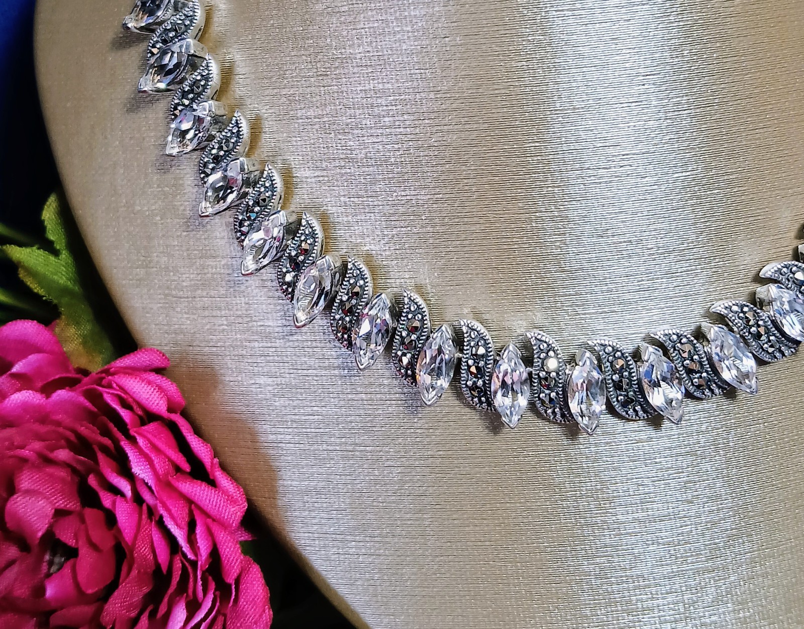 HEAVY Vintage SOLID Sterling Silver Marcasite Top… - image 4