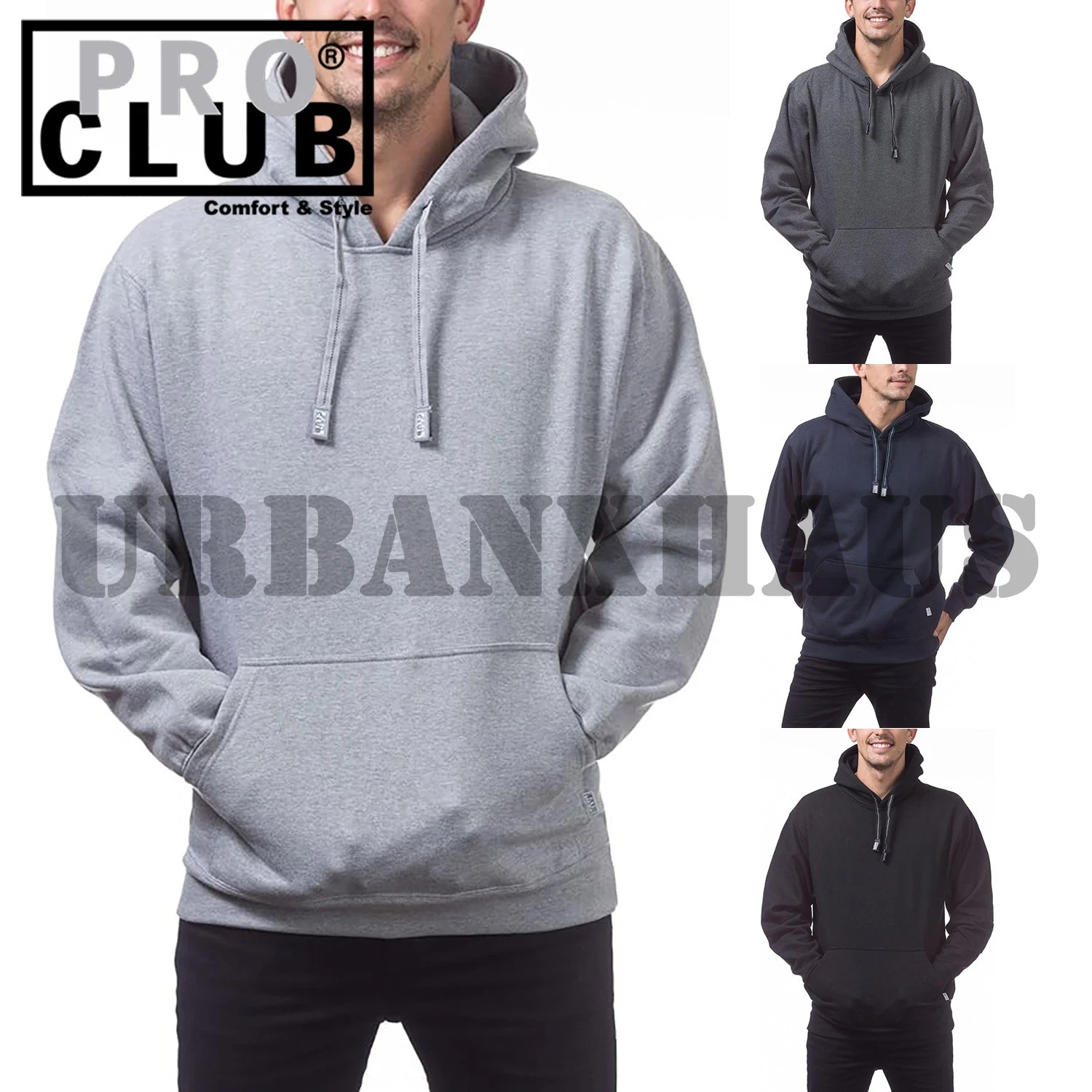 PRO CLUB MEN'S FLEECE HEAVY-WEIGHT PULLOVER HOODIE (S-5XL)
Opens in a new window or tab