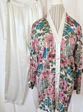 Vtg 90s Victoria s Secret Gold Label Floral Satin Striped Pajama Set MED