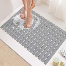 Quick Drain Shower Mat, 24.8 x 15.8 inch Power Grip Shower Mat Non Slip, Rais...