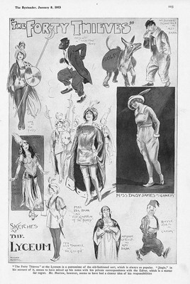 THEATER Skizzen aus ''Die vierzig Diebe'' im Lyzeum - antiker Druck 1913