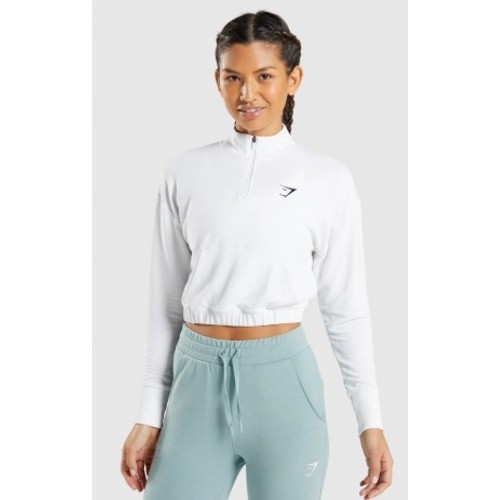 Gymshark Pippa Training Pullover Sweatshirt Womens M White Cropped Athleisure