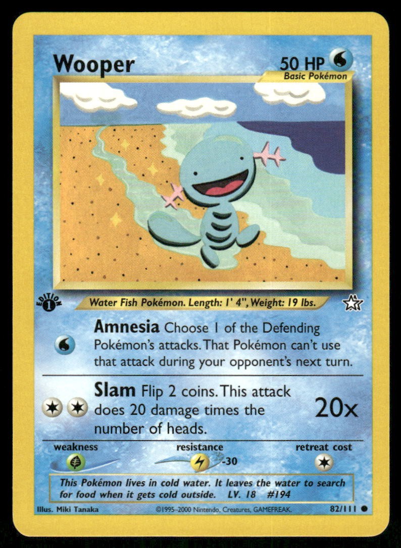Pokemon Cards Wooper 82/111 1ST EDITION Neo Genesis WOTC Common NM