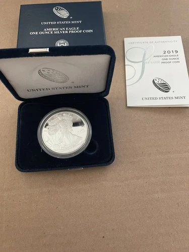 2019-W Proof 1 oz  .999 Silver Eagle in Box w/Certificate superb Deep Cameo 19EM