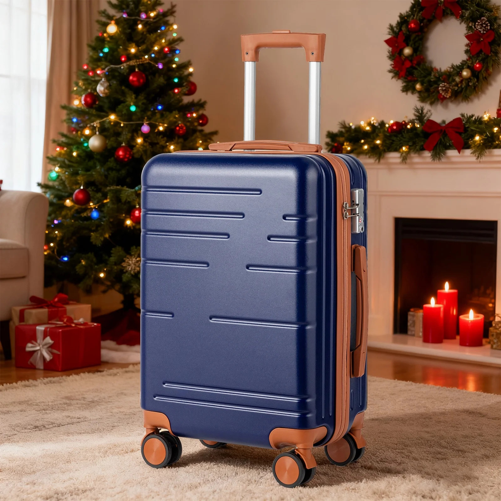 Hard Shell Abs Spinner Suitcase With Tsa Lock &ndash; Navy Blue