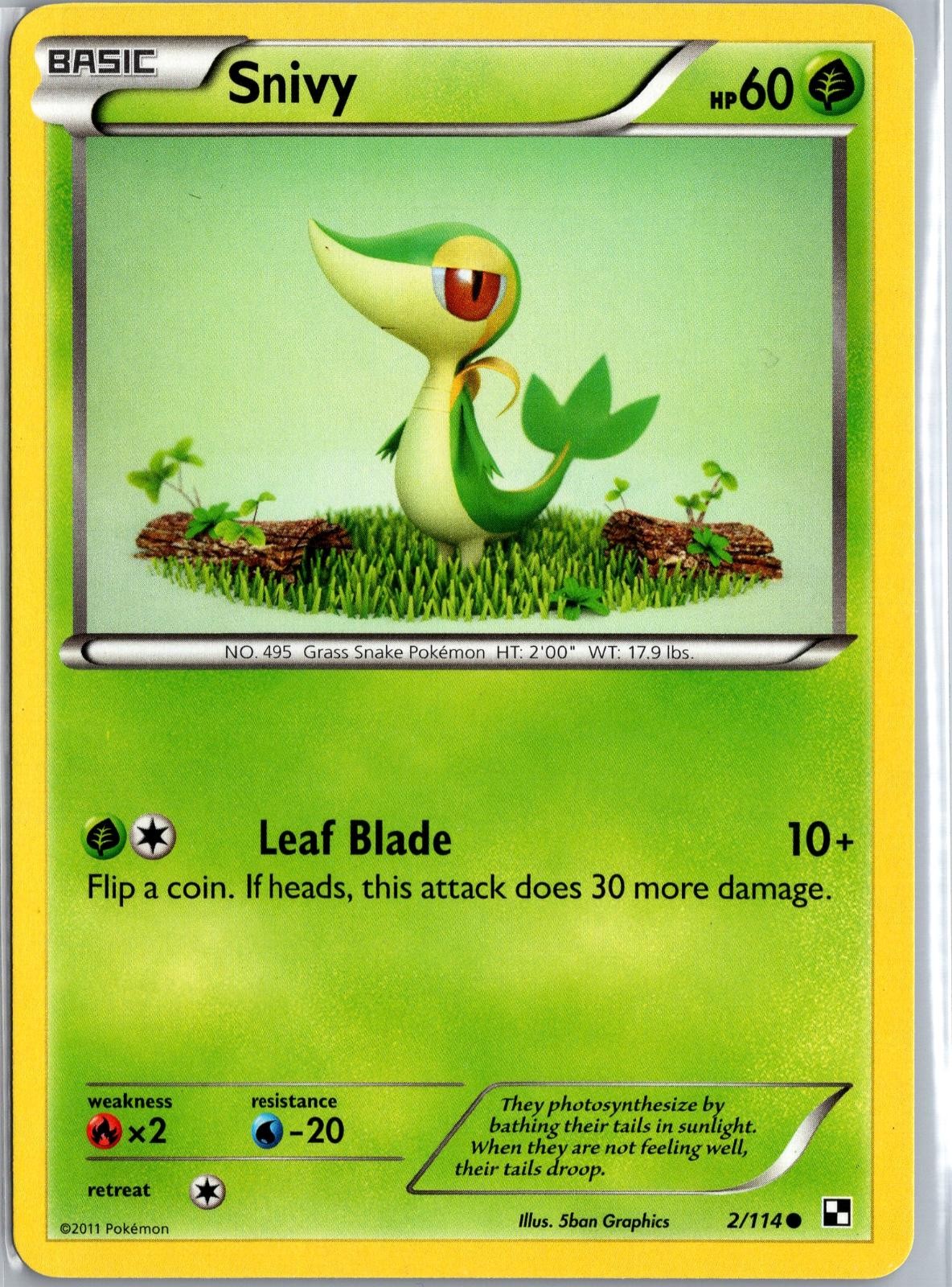 Snivy 2/114 Common Black & White Pokemon Moderately Played