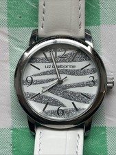 Liz Claiborne Silver Tone White Band Women s Quartz Watch