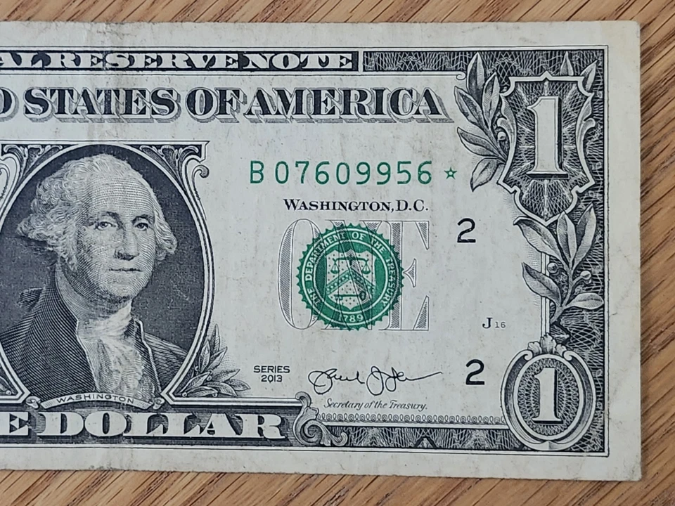 RARE-ERROR DC  2013 B Duplicate $1 Star Note Serial # B 07609956* - Image 4 of 4