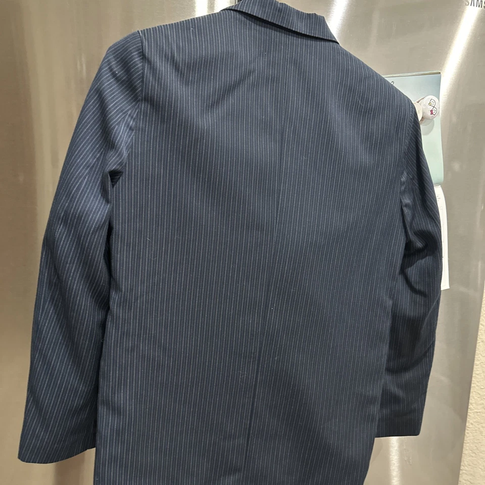PERRY ELLIS PORTAFOLIO Niños Talla 14 Negro/Azul Marino con Rayas Blazer Traje Chaqueta Foto 2 de 4