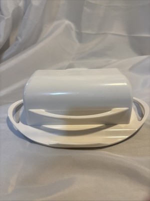 Kitchen Concepts Unlimited Butterie Butter Dish w/ Flip Lid White Plastic
