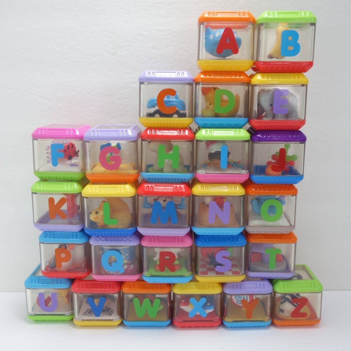 Fisher Price Peek A Boo Blocks COMPLETE Set Alphabet 26 A-Z Baby
