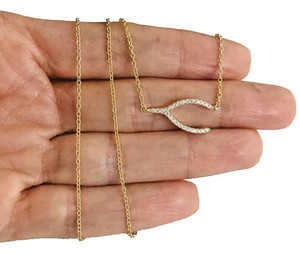 Authentic 925 Solid Sterling Silver & Gold Plated Wishbone Pendant Necklace - 18" - ESN51