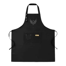 2 Pack Adjustable Bib Apron with Front Pocket & Bird Emblem - Stylish Kitchen 