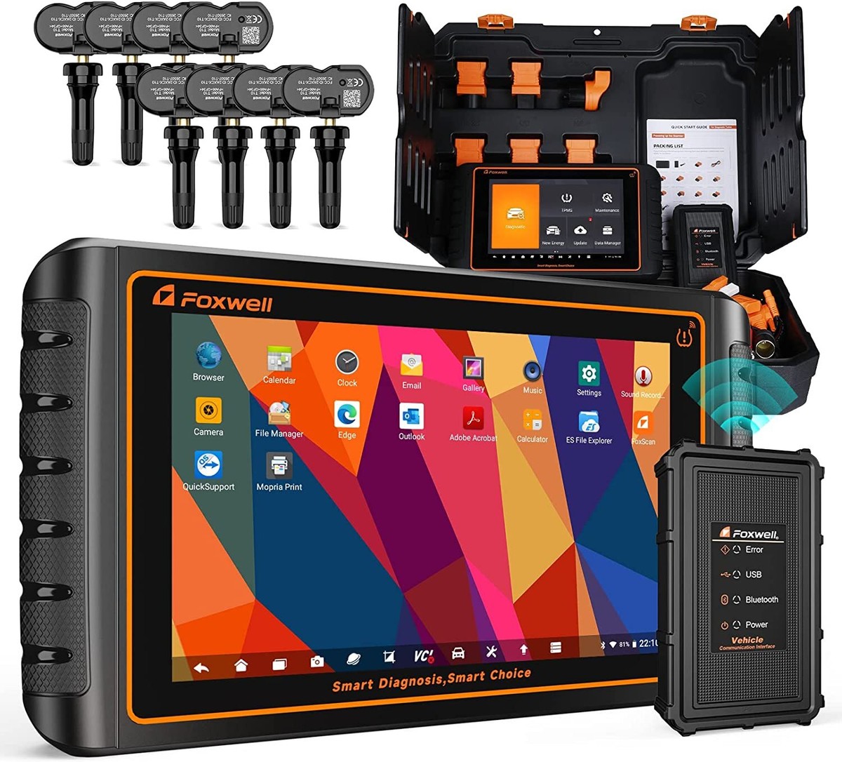 Foxwell GT75TS Car OBD2 Scanner Diagnostic Tool E-CU Coding TPMS