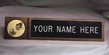 BASKETBALL, SPORTS DESK SIGN w/2 lines engraved -Many Logos Great Gift FAST SHIP