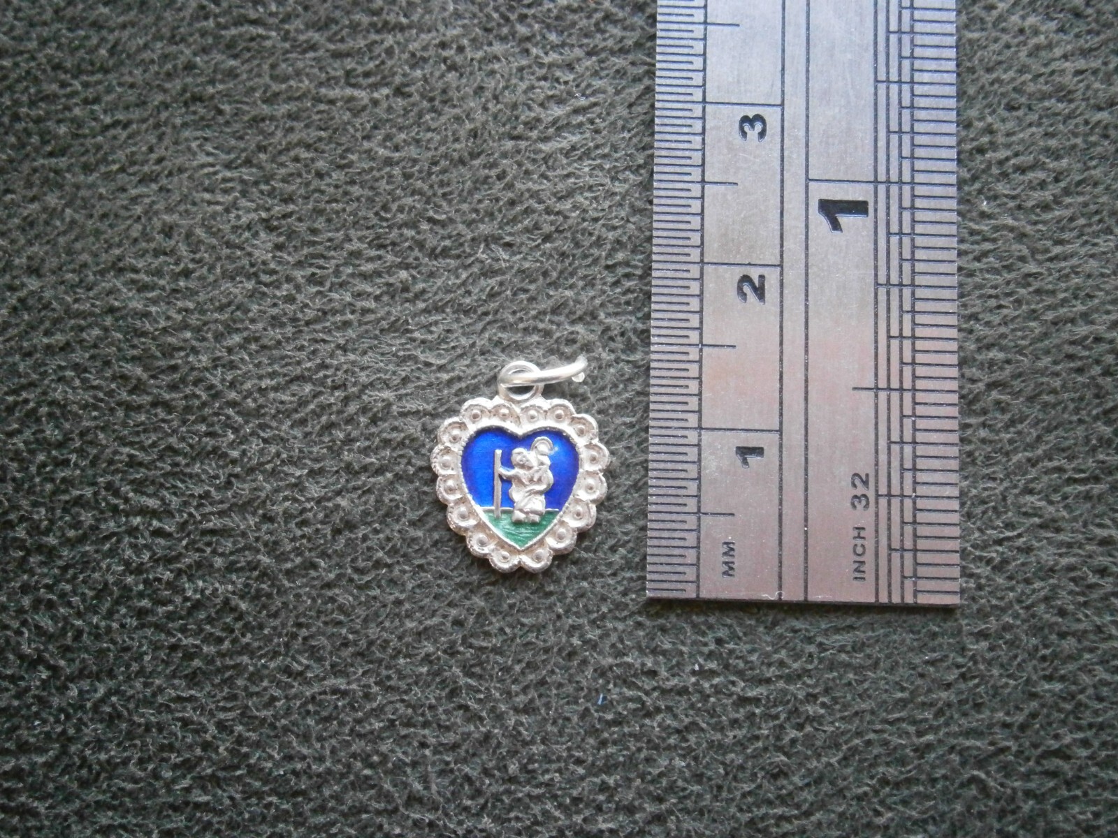 TINY St Christopher Sterling Silver & Enamel Hear… - image 2