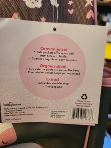 Diaper Bag Glitter Unicorn with Changing pad! Baby Bloom Brand New with Tags - Picture 5 of 6