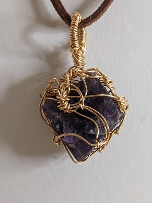 30 Carat Russian Alexandrite Handcrafted Wire  Wrapped In Gold Plated Pendant