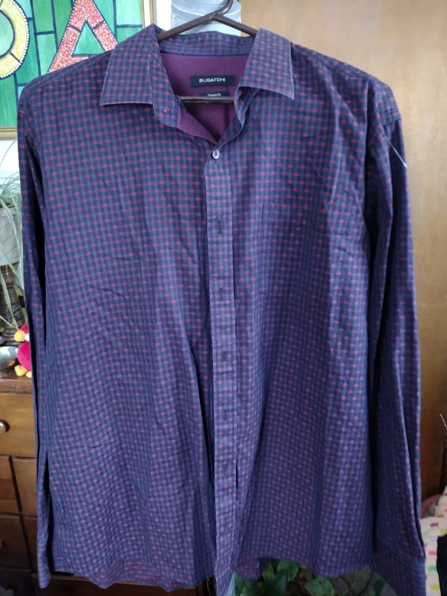 Bugatchi Classic Fit Men's Button Down Collared Casual Dress Shirt