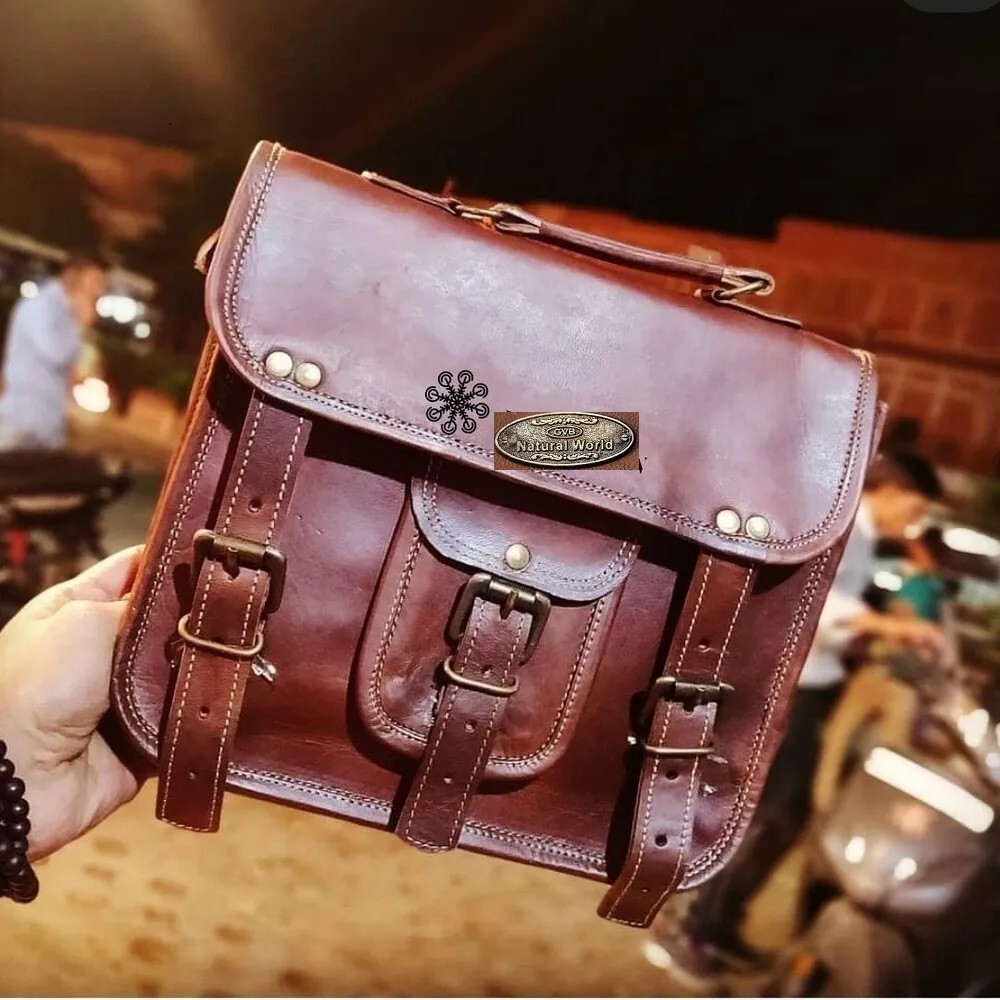 France Men's Genuine Vintage Leather Messenger Mack book Shoulder Laptop Bag