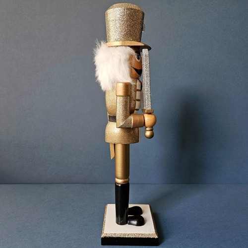 14” Gold Wooden Christmas Nutcracker Soldier with Sword, Threshold Target 2015 - Picture 5 of 7