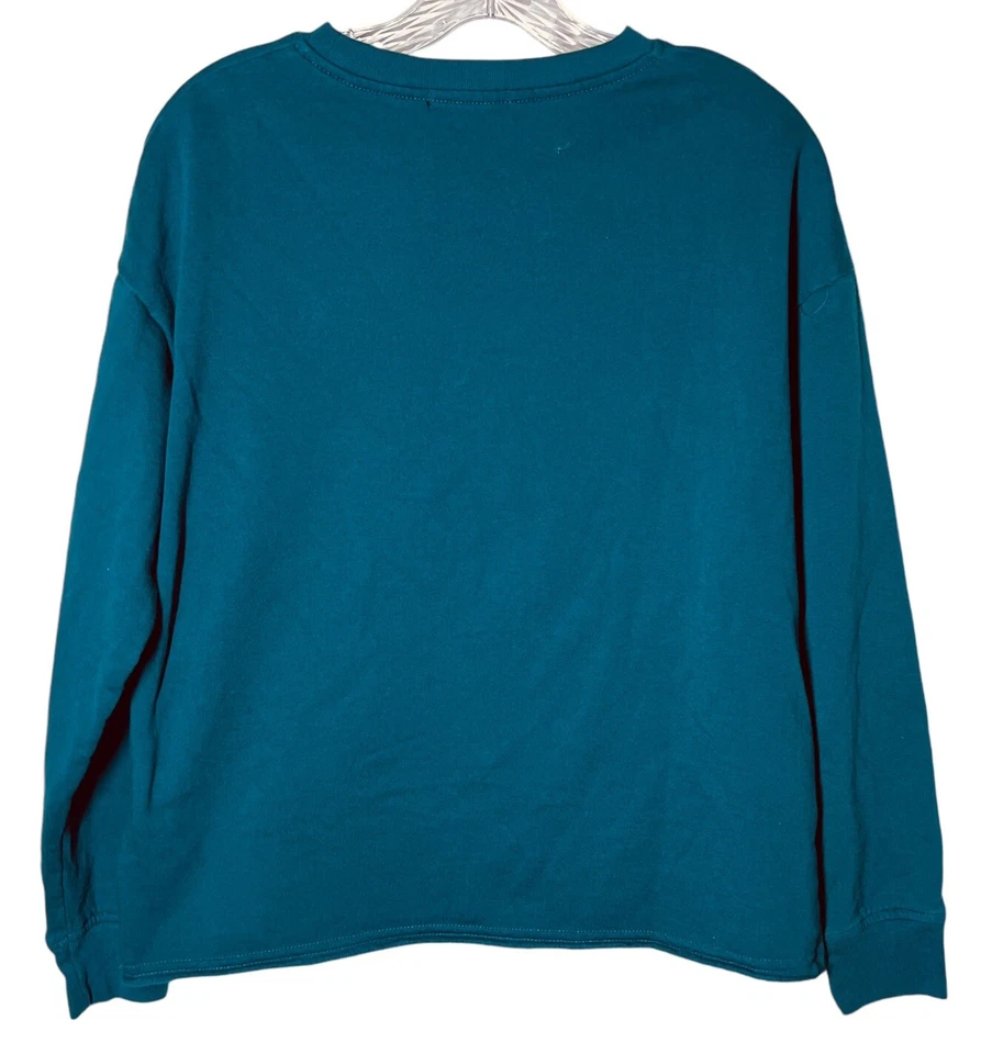 Sudadera Fifth Sun Holiday para mujer GRANDE verde azulado reno cuello redondo polar Foto 2 de 4