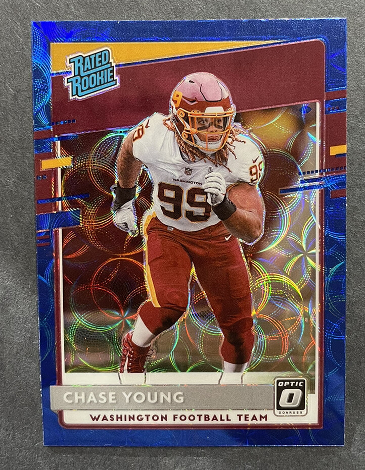 2020 Donruss Optic Chase Young Blue Scope Prizm Rookie RC #166 Washington