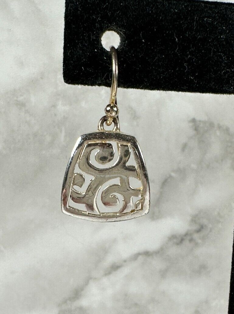 Sterling Silver Open Pattern Dangle Earrings - 1" - image 2