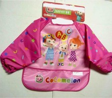 Cocomelon Sleeved Bib By Dream Gro, Pocket Catcher, Waterproof, Pink, New