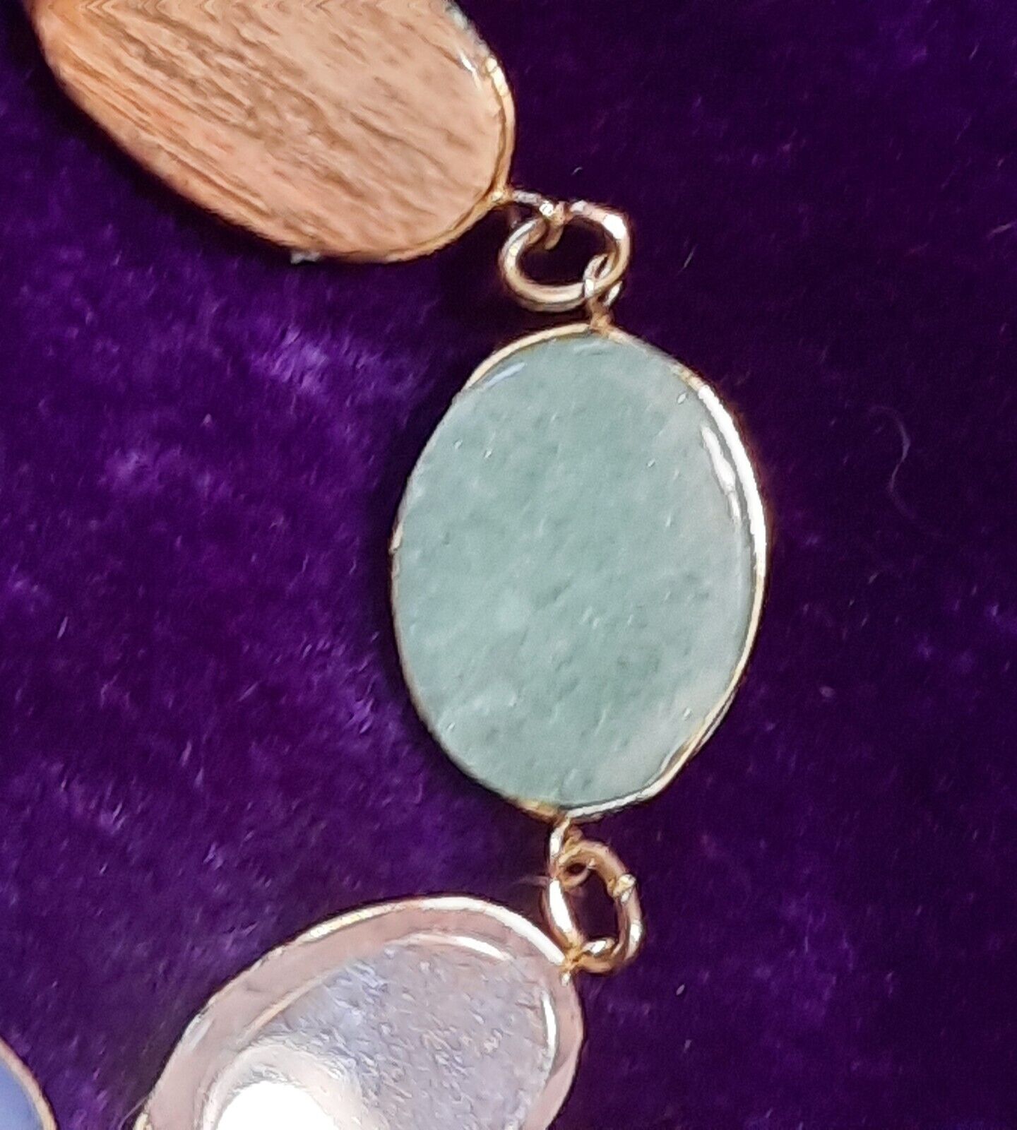 Vintage Agate Multicolor Stone Gold Tone Bracelet… - image 7