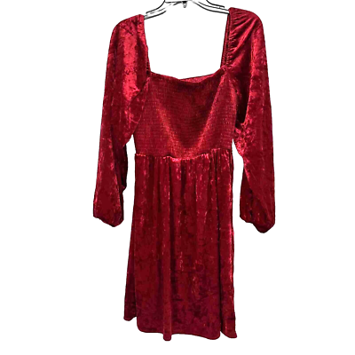NWT Sz L Bar III Red Velvet Dress. Elastic Bodice. Elastic Wrists. Knee  Length | eBay