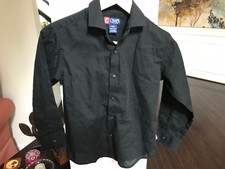 Chaps Boy's Black Striped Button-Front Shirt - Size Small (8)