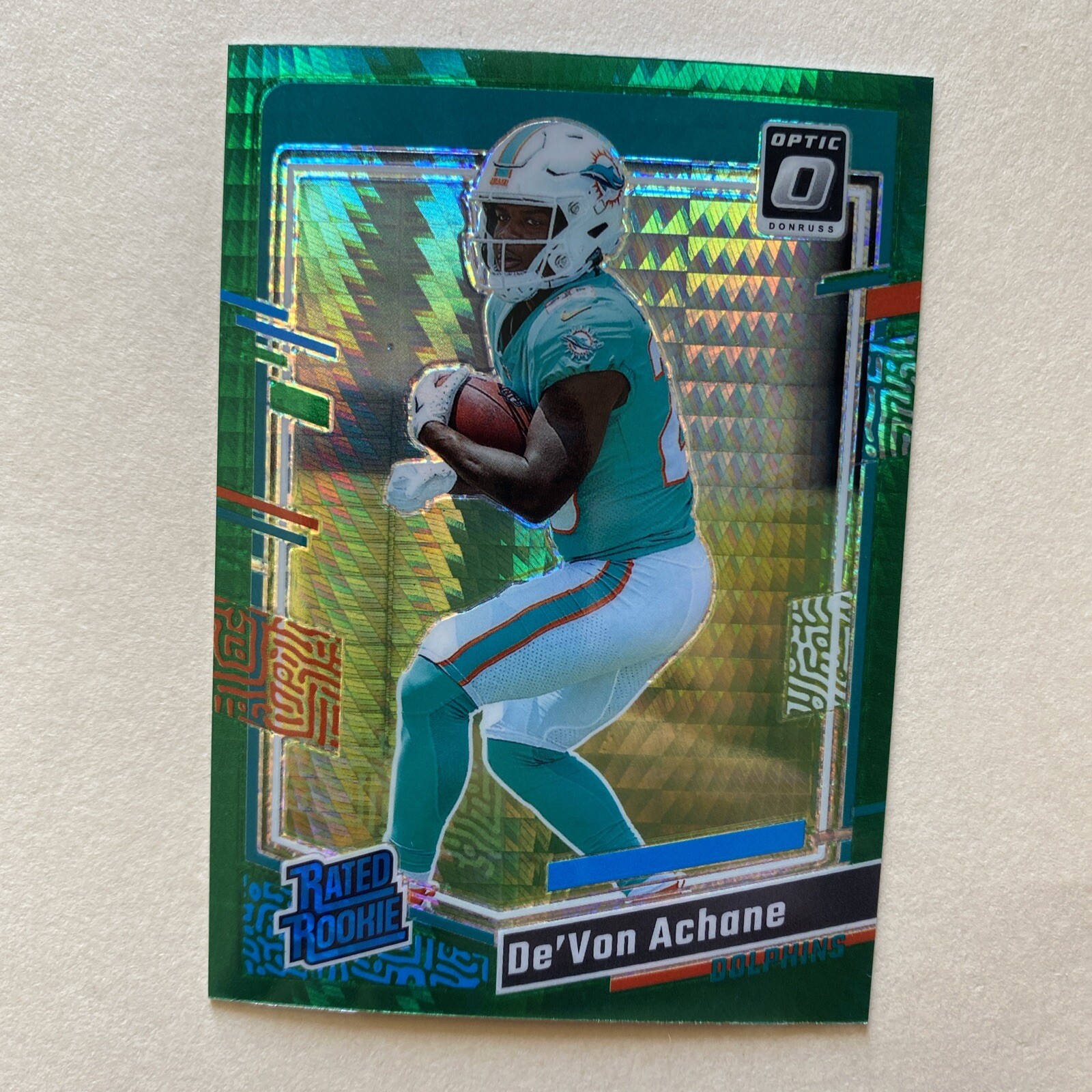 Devon Achane  2023 Optic Green Hyper Prizm Rated Rookie #269 - MINT