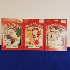 Vtg 1984 NOS Plaid Stencil Decor Little Bit O Christmas Pre-cut Stencil Lot Of 3