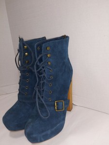 navy blue suede bootie