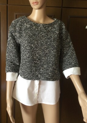 Pullover mit Shirt 2 in one MAX&Co. Damen, grau-weiße Farbe Gr. L Maglia camicia